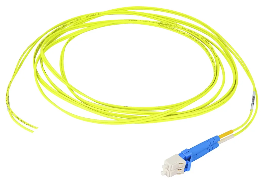 Ultra Low Loss (ULL) Singlemode LC/UPC to Unconnectorized, 1.6 mm Duplex Fiber Pigtail, Plenum
