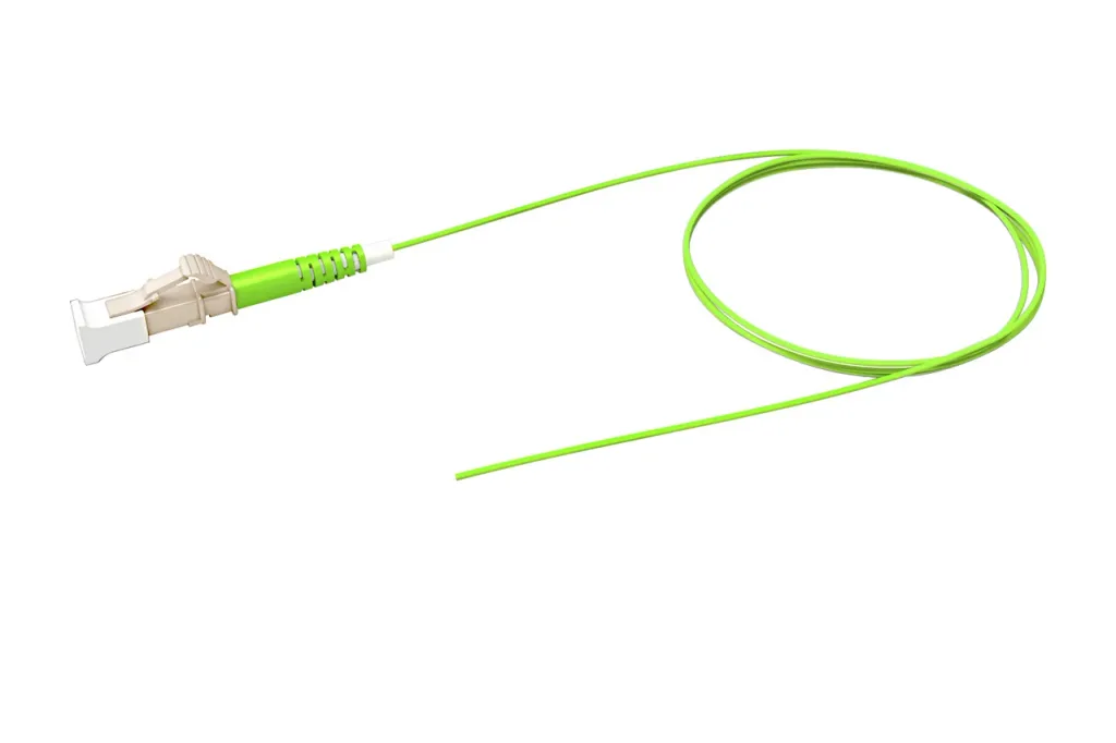 Ultra Low Loss (ULL) OM5 LC/UPC to Unconnectorized, 1.6 mm Simplex Fiber Pigtail, Low Smoke Zero Halogen (LSZH)