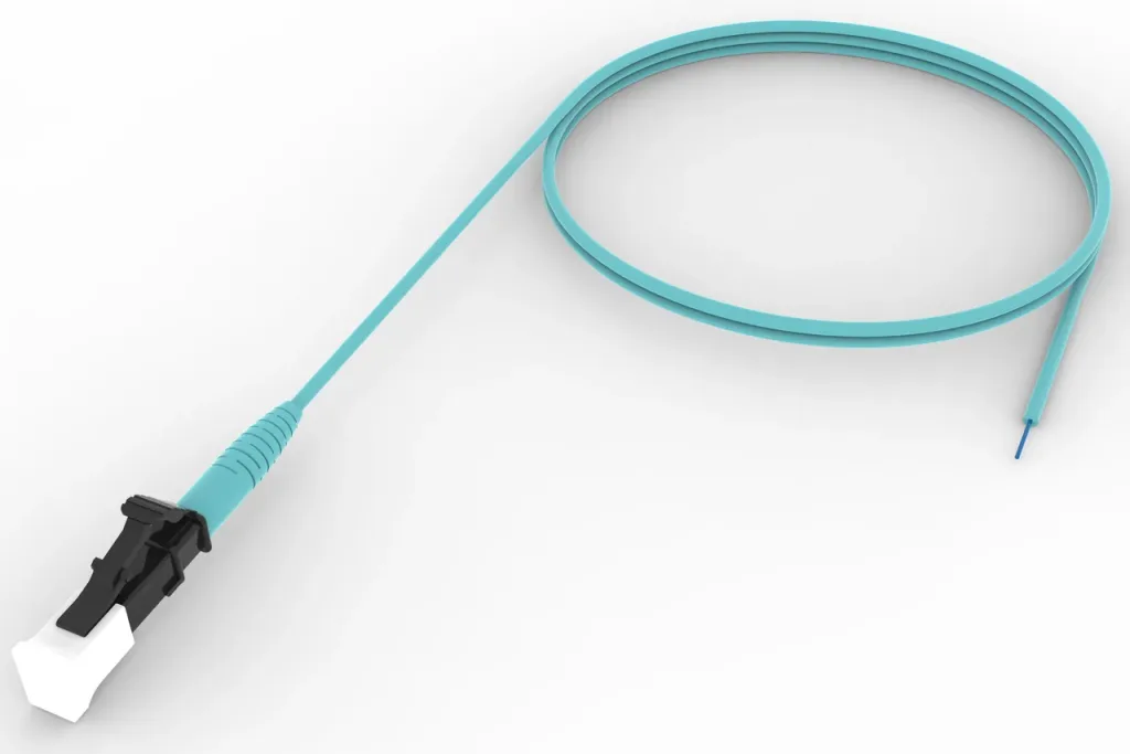Ultra Low Loss (ULL) OM4 LC/UPC to Unconnectorized, 1.6 mm Simplex Fiber Pigtail, Low Smoke Zero Halogen (LSZH)