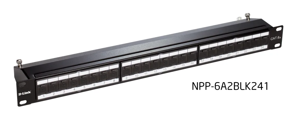 24 Port Cat 6A Patch Panel, 2U, Black