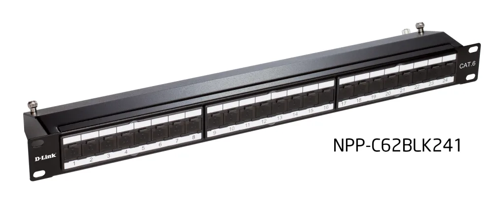 24 Port Cat 6 Patch Panel, 2U, Black