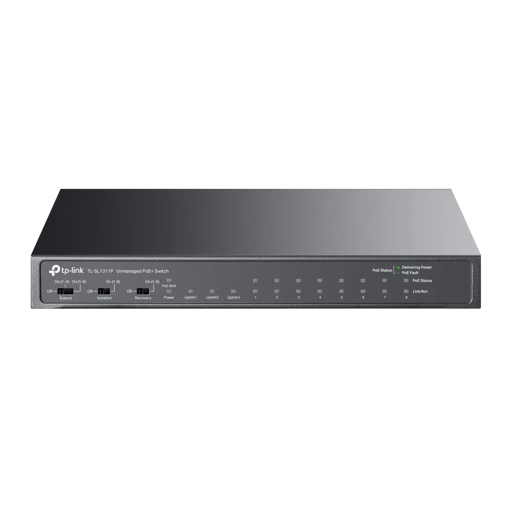 8-Port 10/100Mbps + 3-Port Gigabit Desktop Switch with 8-Port PoE+