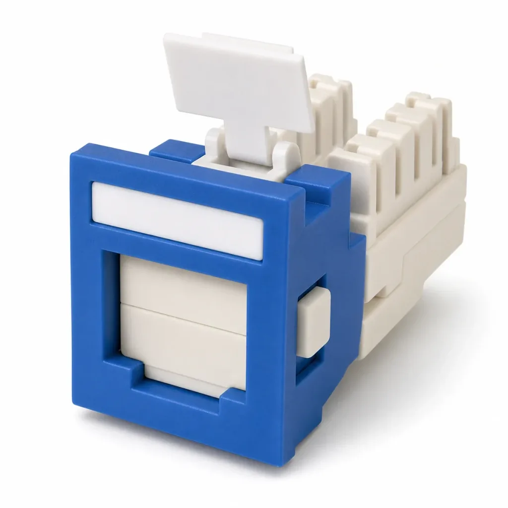 SX-Series Modular Jack, RJ45, JIS Faceplate, Cat6 Unshielded, with Shutter, Blue