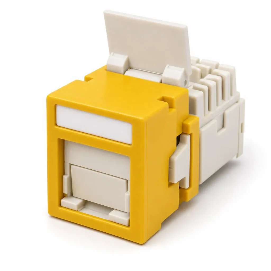 SX-Series Modular Jack, RJ45, JIS Faceplate, Cat6 Unshielded, with Shutter, Yellow