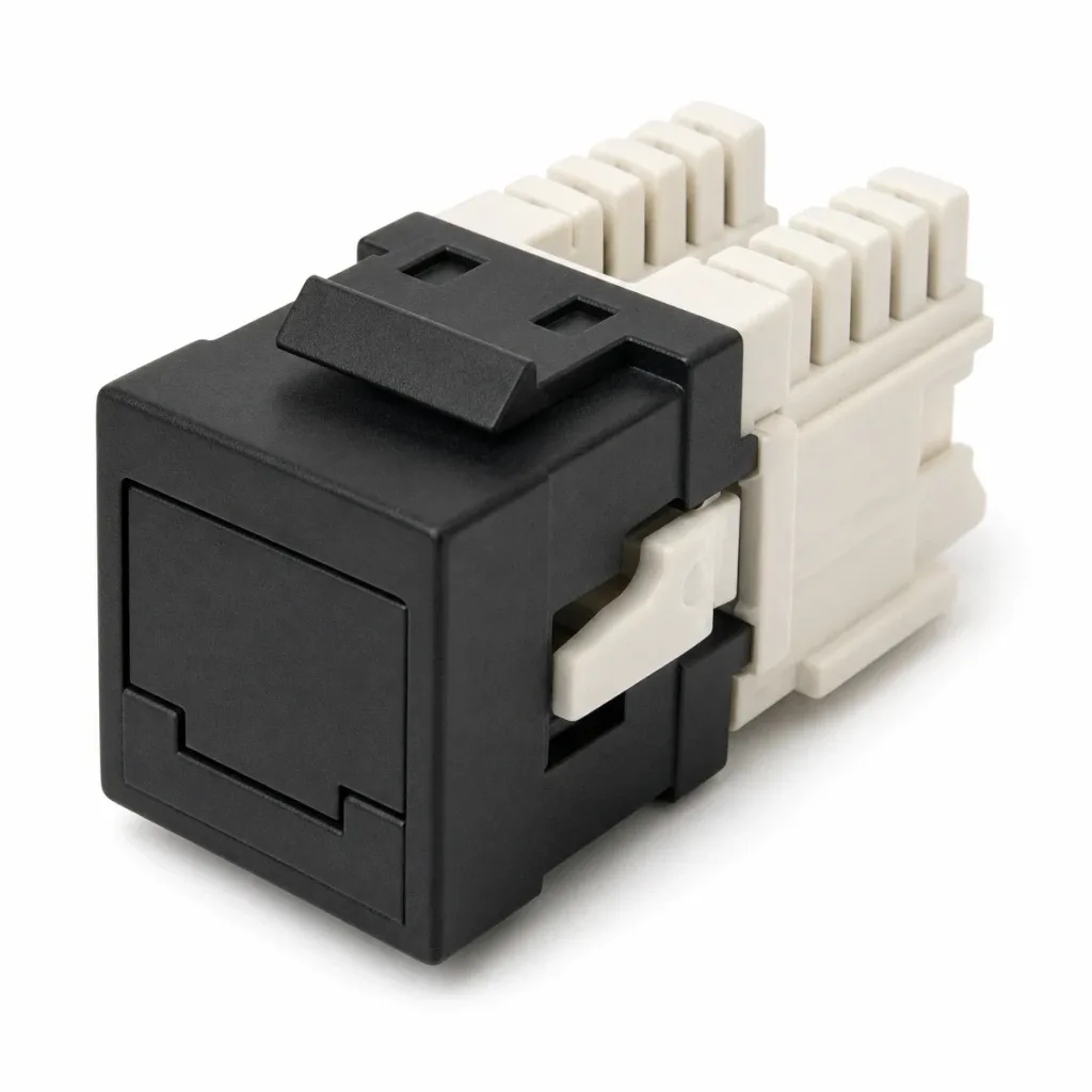 EHR-Series Modular Jack, RJ45, Cat5e Unshielded, with Shutter, Black