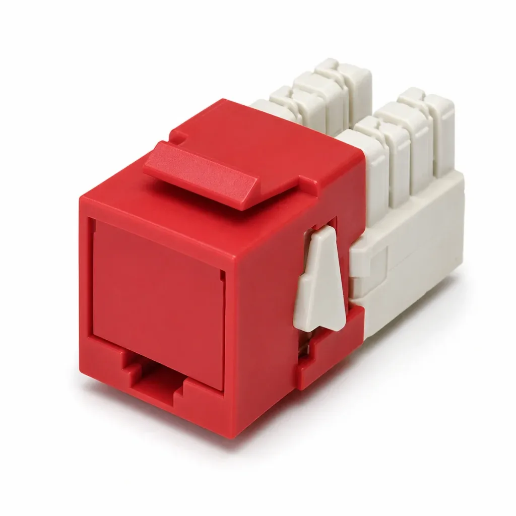 EHR-Series Modular Jack, RJ45, Cat5e Unshielded, with Shutter, Red