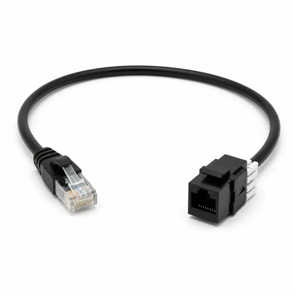 NCC Cat 6A UTP, LSZH, Plug-to-SL Jack, (Black), Class Dca